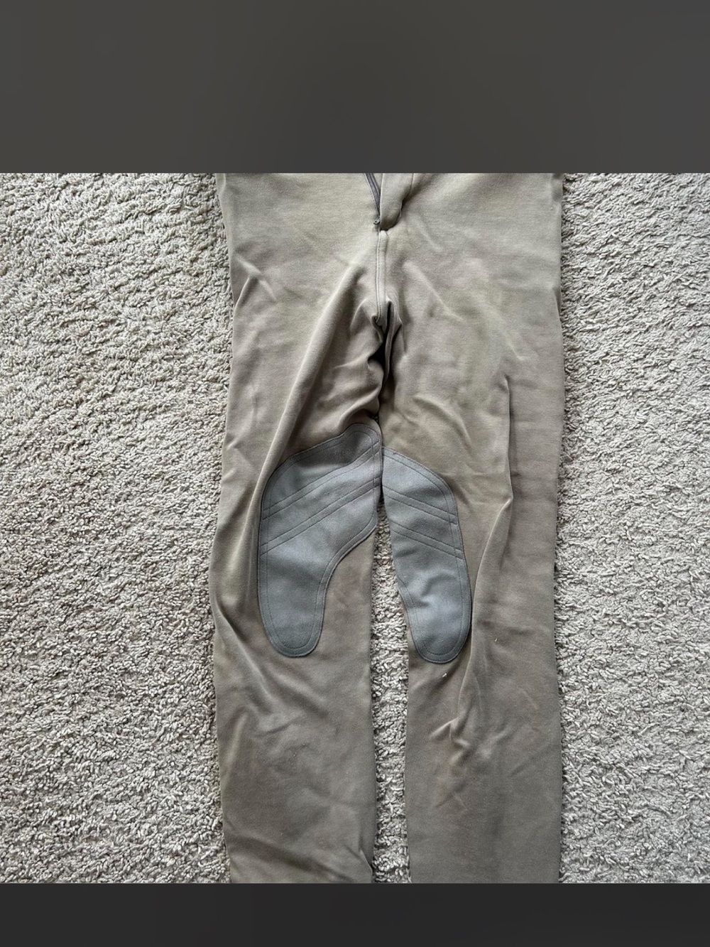 The Tailored Sportsman Beige/Taupe Riding Breeches with Gray Knee Patches